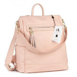 Rucsac tip geanta din piele naturala DiAmanti Mia Roz